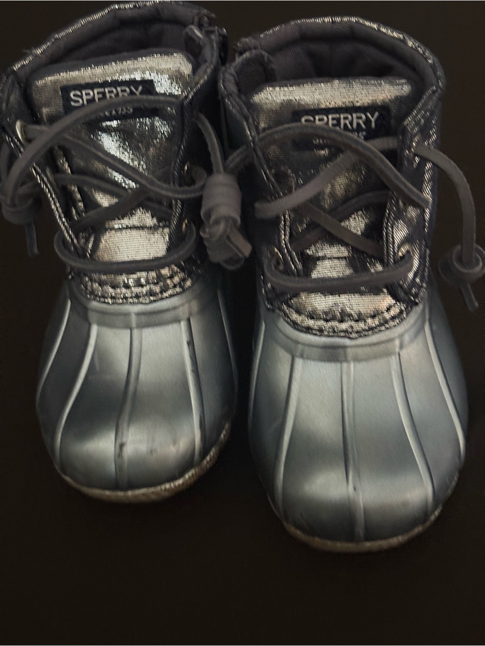 Sperry Kids Metallic Navy Blue Duck Boots